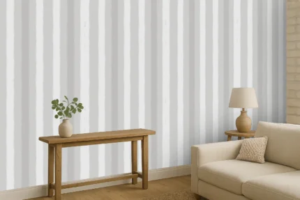 Afra Stripe Wallpaper by Wow - Premium in Light Gray with White