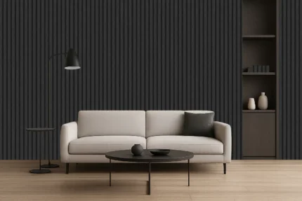 Afra Stripe Wallpaper by Wow - Modern in Charcoal with Black