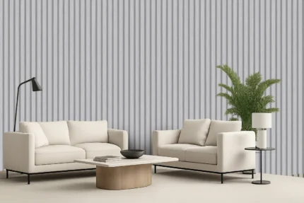 Afra Stripe Wallpaper by Wow - Modern in Light Gray with Charcoal