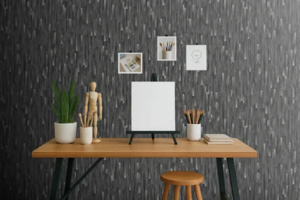Afra Abstract Wallpaper by Wow - Modern in Charcoal with Light Gray