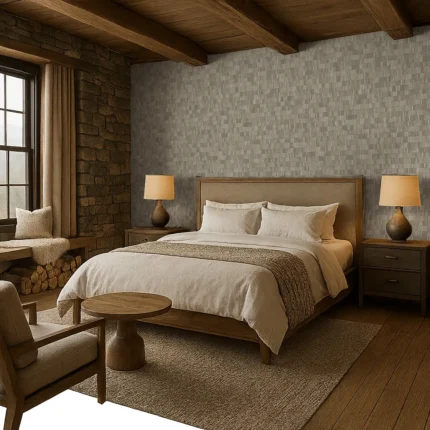 Bosco Textured Wallpaper by Wow - Premium in Light Gray with Beige