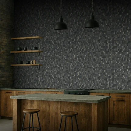 Bosco Geometric Wallpaper by Wow - Modern in Charcoal with Olive