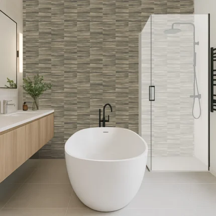 Bosco Abstract Wallpaper by Wow - Premium in Forest Green with Beige