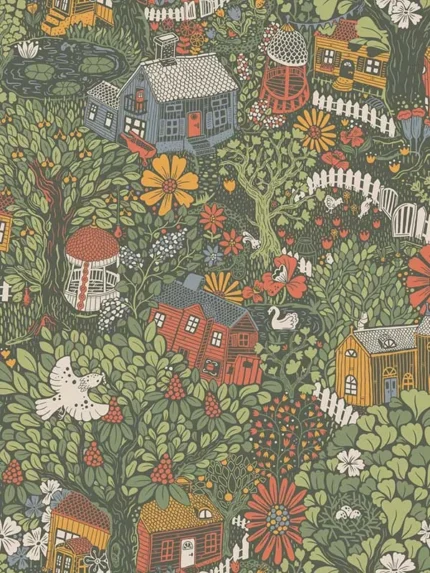 dark green patterned wallpaper for bedroom by York