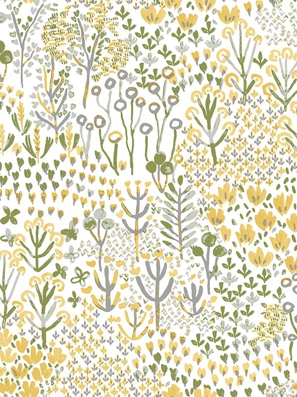 yellow floral wallpaper for bedroom by A Street Prints