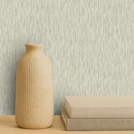 Delux Textured Wallpaper by Wow - Modern in Light Gray with Mint Green