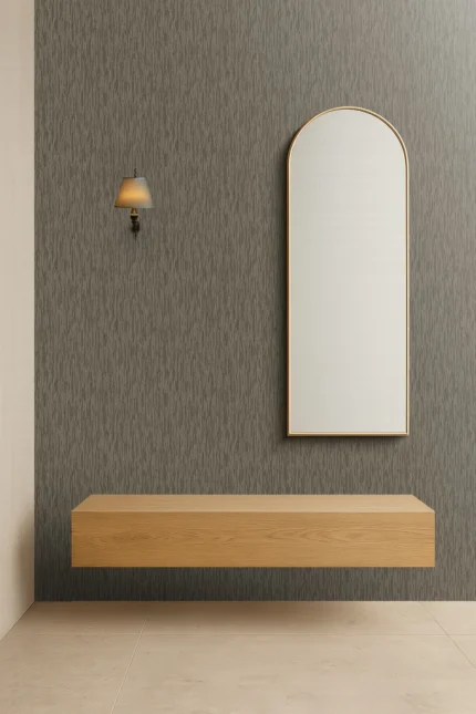 Delux Textured Wallpaper by Wow - Modern in Forest Green with Charcoal