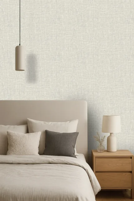 Delux Textured Wallpaper by Wow - Premium in Light Gray with Beige