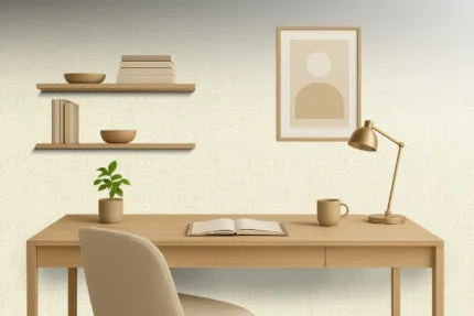 Delux Textured Wallpaper by Wow - Premium in Beige with Light Gray
