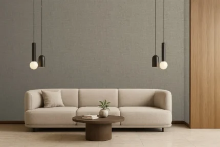 Delux Textured Wallpaper by Wow - Premium in Light Gray with Sage