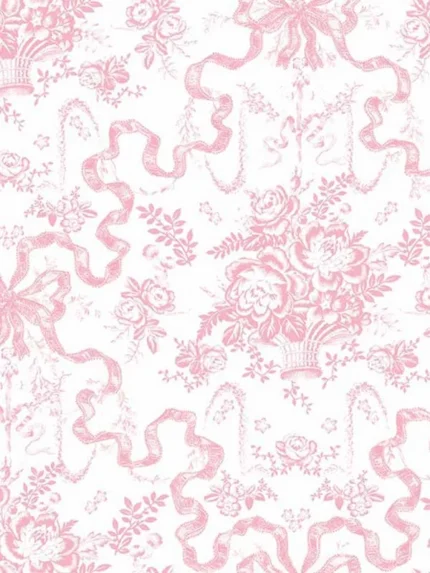 peony pink toile wallpaper for dining room by A Street Prints