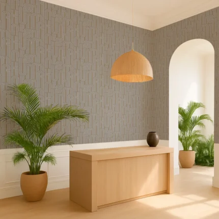 Rain Geometric Wallpaper by Wow - Modern in Beige with Silver
