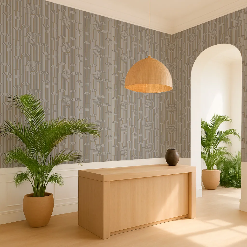 fs-gf-041 Rain Geometric Wallpaper by Wow - Modern in Beige with Silver - Image 1