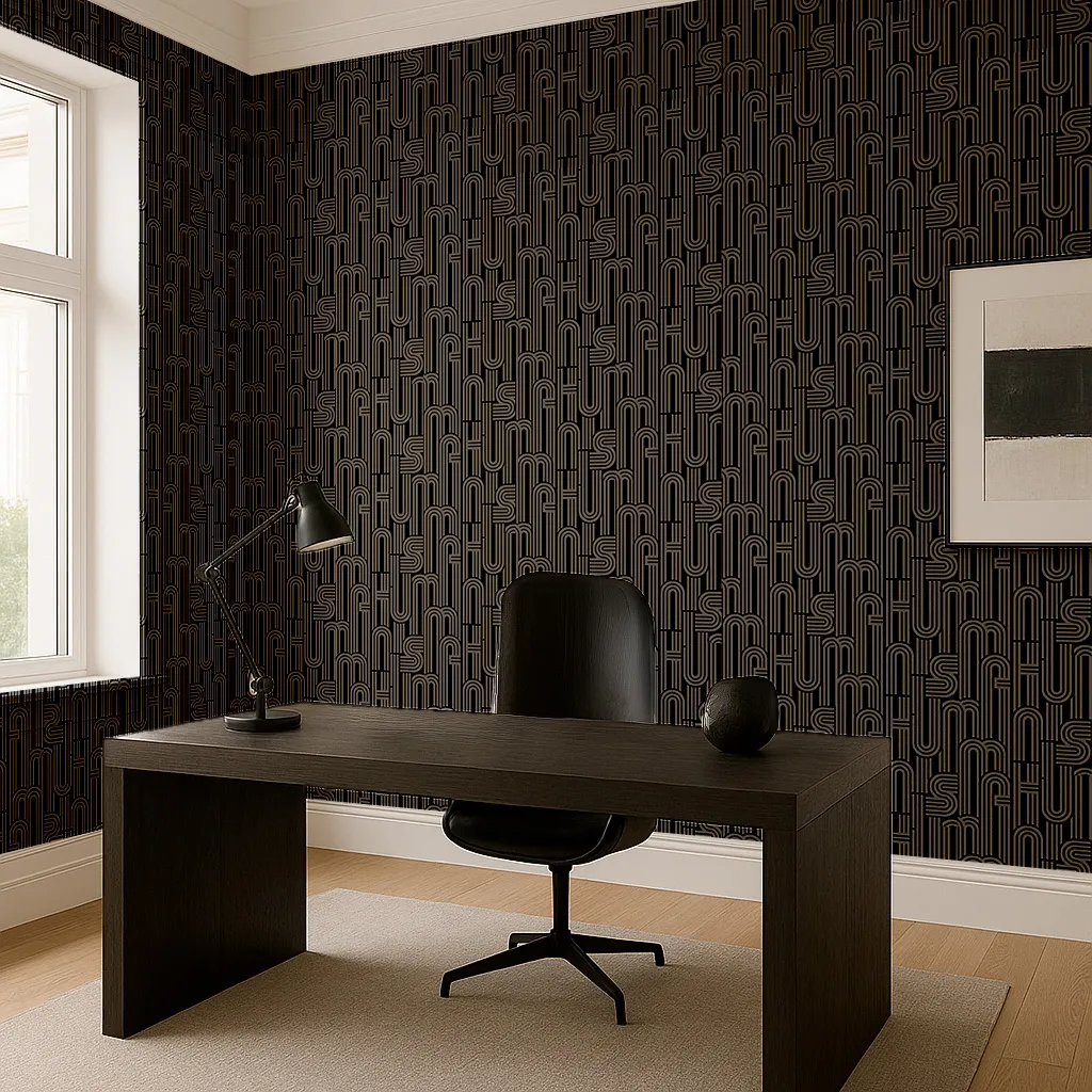 fs-gf-043 Rain Geometric Wallpaper by Wow - Premium in Charcoal with Silver - Image 1
