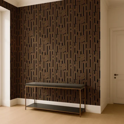 Rain Geometric Wallpaper by Wow - Premium in Bronze with Black