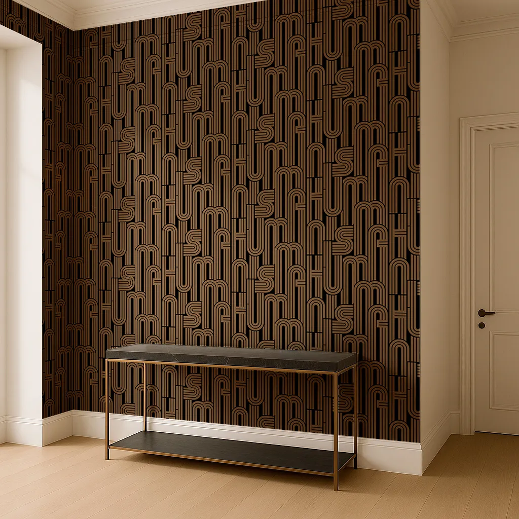 fs-gf-044 Rain Geometric Wallpaper by Wow - Premium in Bronze with Black - Image 1