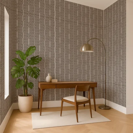 Rain Geometric Wallpaper by Wow - Modern in Brown with White
