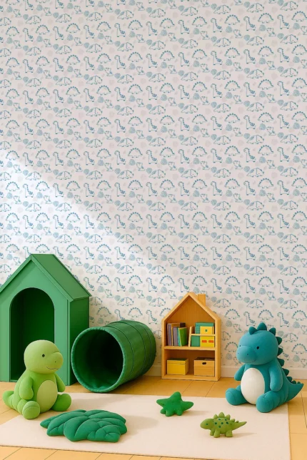 Kids Wallpaper by Wow - Premium in White with Sky Blue