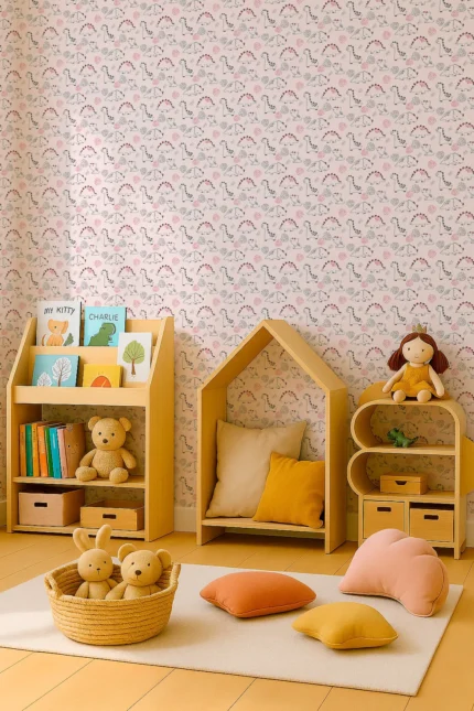 Kids Wallpaper by Wow - Premium in Light Pink with Gray