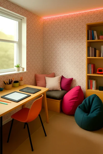 Kids Abstract Wallpaper by Wow - Premium in Blush Pink with Dusty Rose