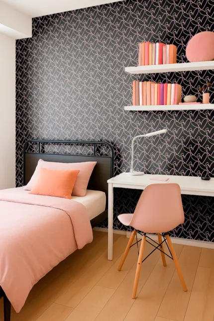Kids Abstract Wallpaper by Wow - Premium in Black with Lavender