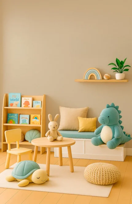 Kids Textured Wallpaper by Wow - Premium in Beige with Light Gray