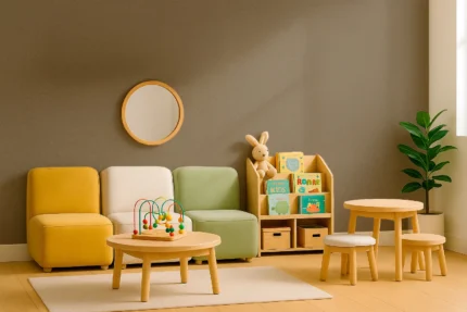 Kids Textured Wallpaper by Wow - Premium in Beige with Light Gray