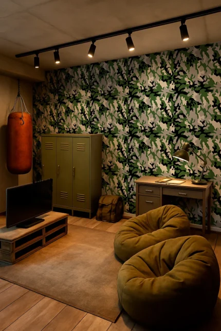 Kids Wallpaper by Wow - Premium in Olive Green with Light Gray