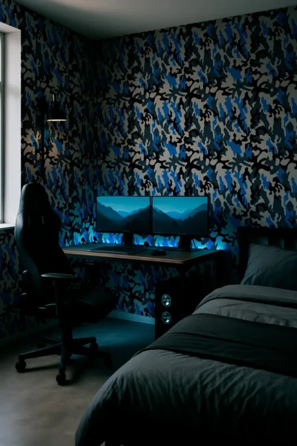 Kids Abstract Wallpaper by Wow - Premium in Black with Blue