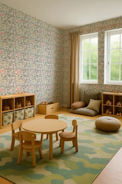Kids Geometric Wallpaper by Wow - Modern in White with Black