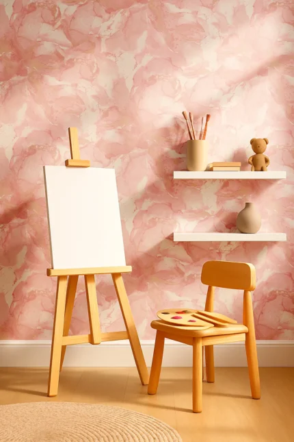 Kids Abstract Wallpaper by Wow - Premium in Blush Pink with Gold