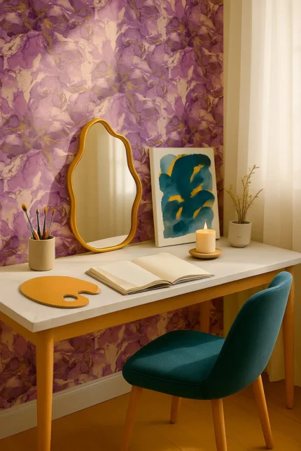 Kids Abstract Wallpaper by Wow - Premium in Lavender with Gold