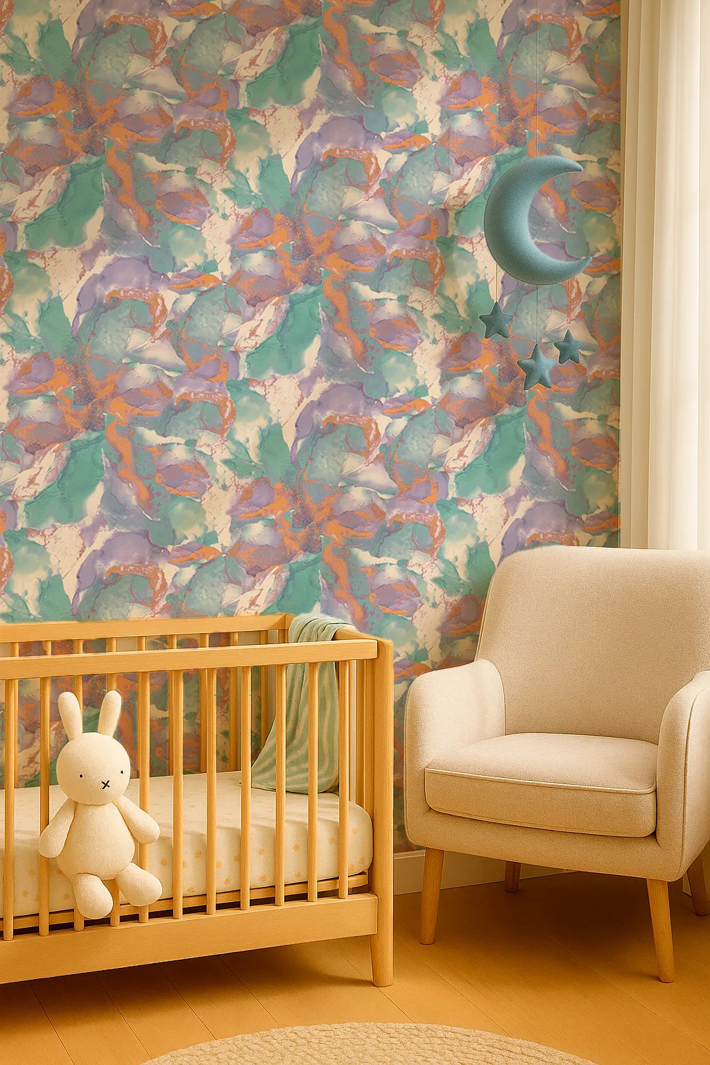 kd405 Kids Abstract Wallpaper by Wow - Premium in Lavender with Mint Green - Image 1
