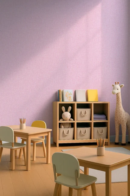 Kids Textured Wallpaper by Wow - Premium in Light Pink with Beige