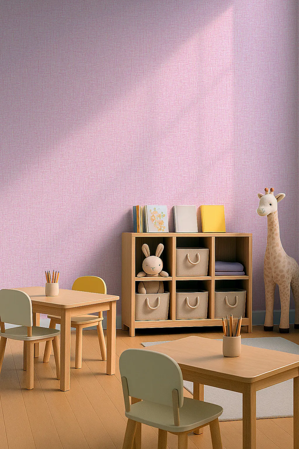 kd502 Kids Textured Wallpaper by Wow - Premium in Light Pink with Beige - Image 1