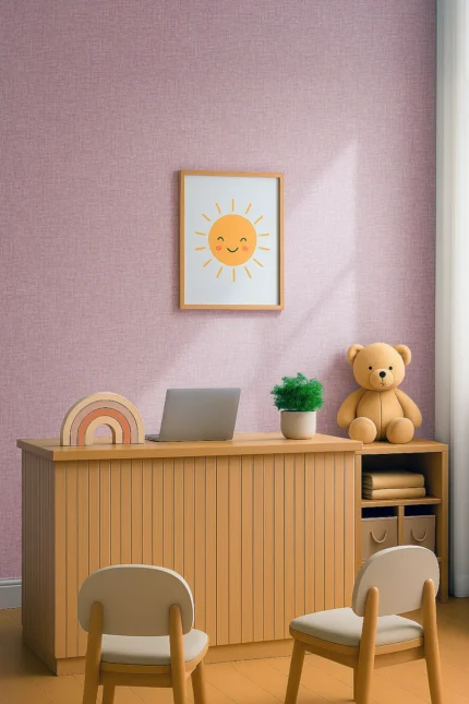 Kids Textured Wallpaper by Wow - Premium in Lavender with Beige