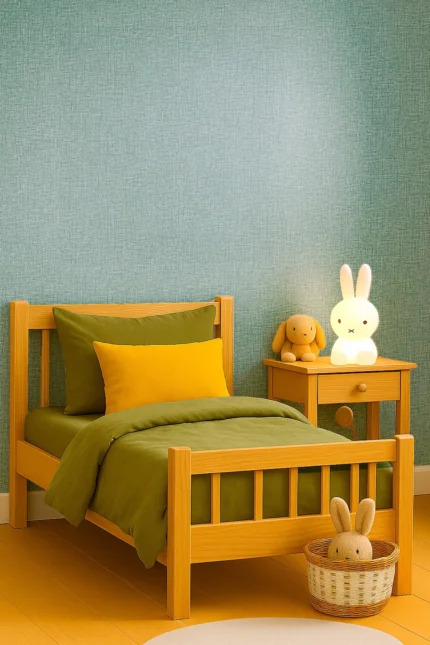 Kids Textured Wallpaper by Wow - Premium in Sage Green with Light Gray