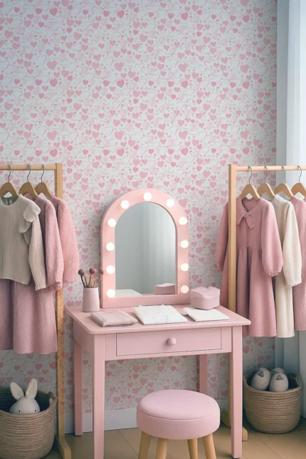 Kids Abstract Wallpaper by Wow - Premium in Light Pink with White