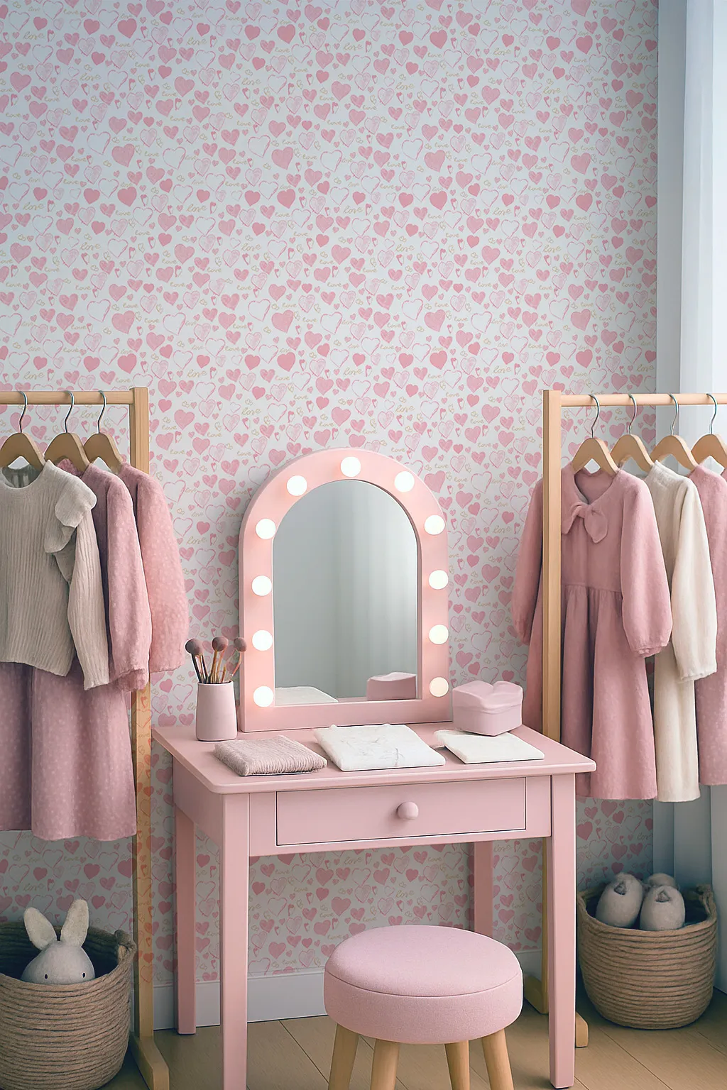 kd601 Kids Abstract Wallpaper by Wow - Premium in Light Pink with White - Image 1
