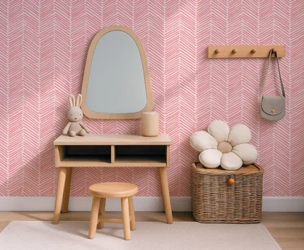 Kids Geometric Wallpaper by Wow - Premium in Blush Pink with Rose