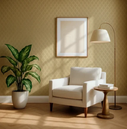 Rain Geometric Wallpaper by Wow - Modern in Beige with Gold