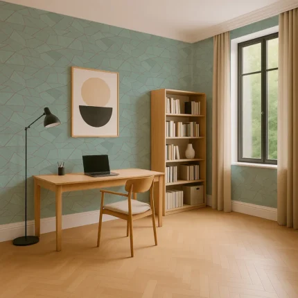 Rain Geometric Wallpaper by Wow - Modern in Mint Green with Light Gray