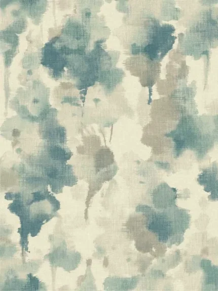 off white and dark blue patterned wallpaper for bedroom by Candice Olson