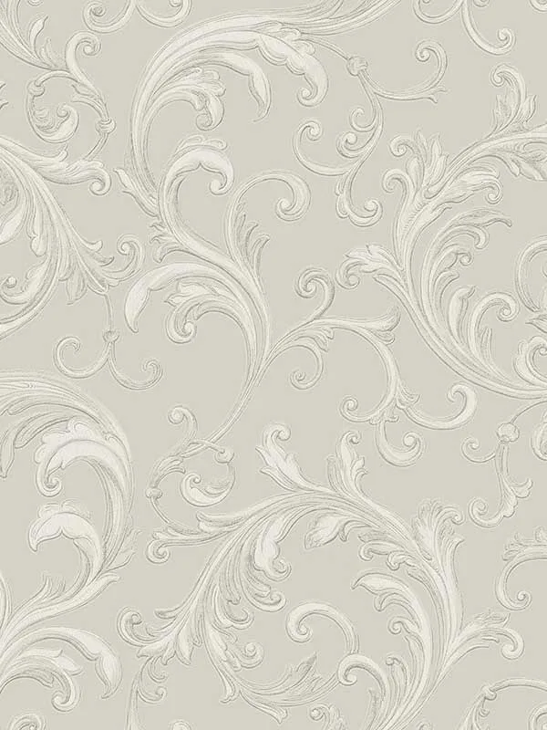 Noemi Acanthus Silver Wallpaper for Sleek Accent Walls in Main Areas | Brewster - Shop Safe in Houston Wallpapering silver textured wallpaper for office by Brewster