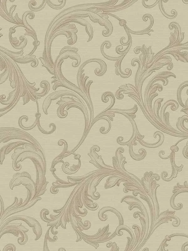 Noemi Acanthus Taupe Wallpaper for Clean Accent Walls in Open Areas | Brewster - Shop Safe in Houston Wallpapering taupe textured wallpaper for office by Brewster