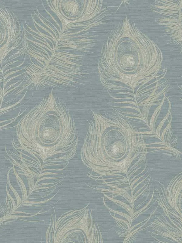 dark teal patterned wallpaper for bedroom by Candice Olson