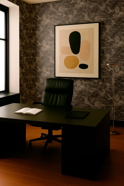 Rutger Abstract Wallpaper by Wow - Premium in Charcoal with Taupe