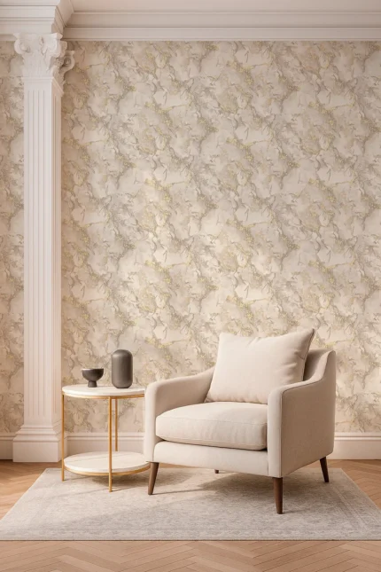 Rutger Abstract Wallpaper by Wow - Premium in Light Gray with Gold