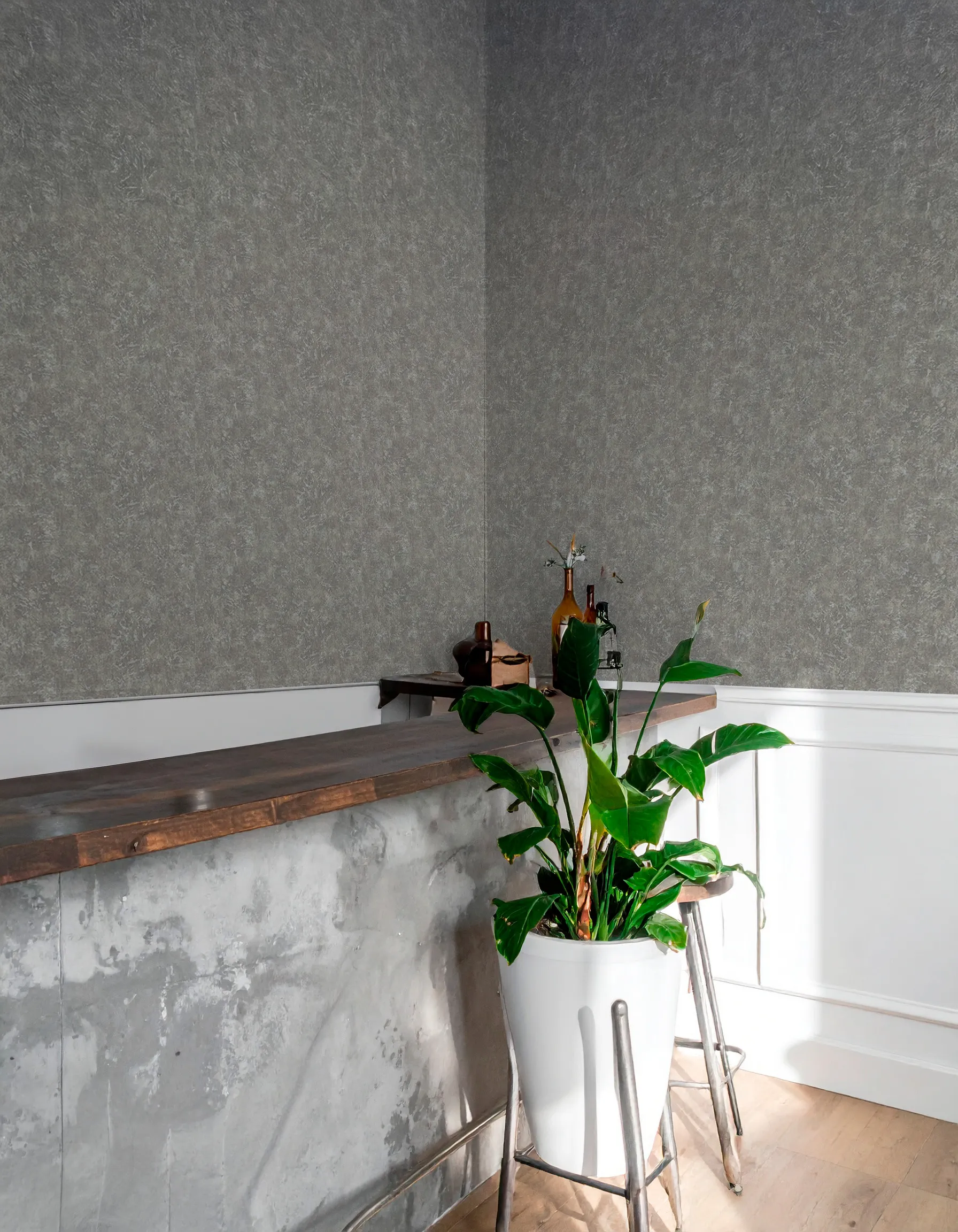 rut604 Rutger Textured Wallpaper by Wow - Modern in Light Gray with Charcoal - Image 1