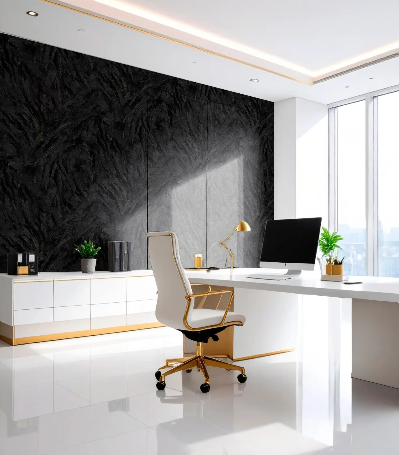 rut701 Rutger Abstract Wallpaper by Wow - Modern in Charcoal with Gold - Image 1